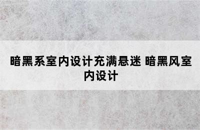 暗黑系室内设计充满悬迷 暗黑风室内设计